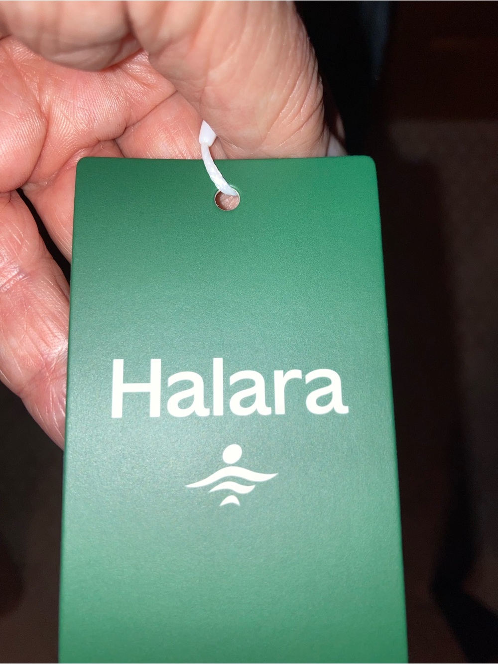 HALARA Blue-Grey Brand Tag with White Logo